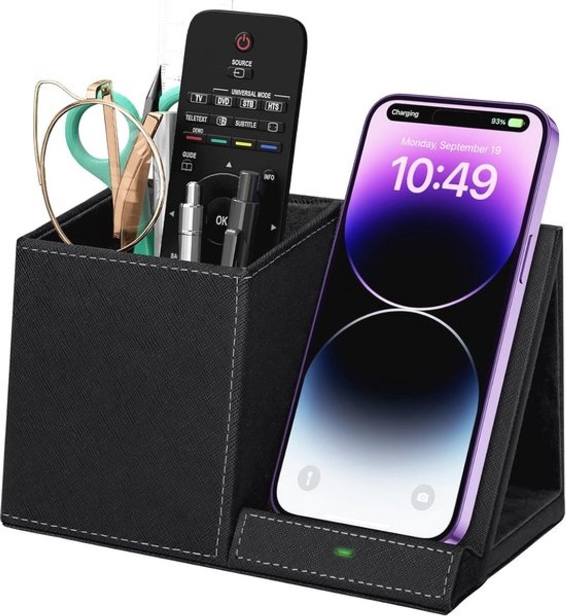 Multifunctionele Pennenhouder met Draadloze Oplader - Bureau Organizer voor Thuiswerk