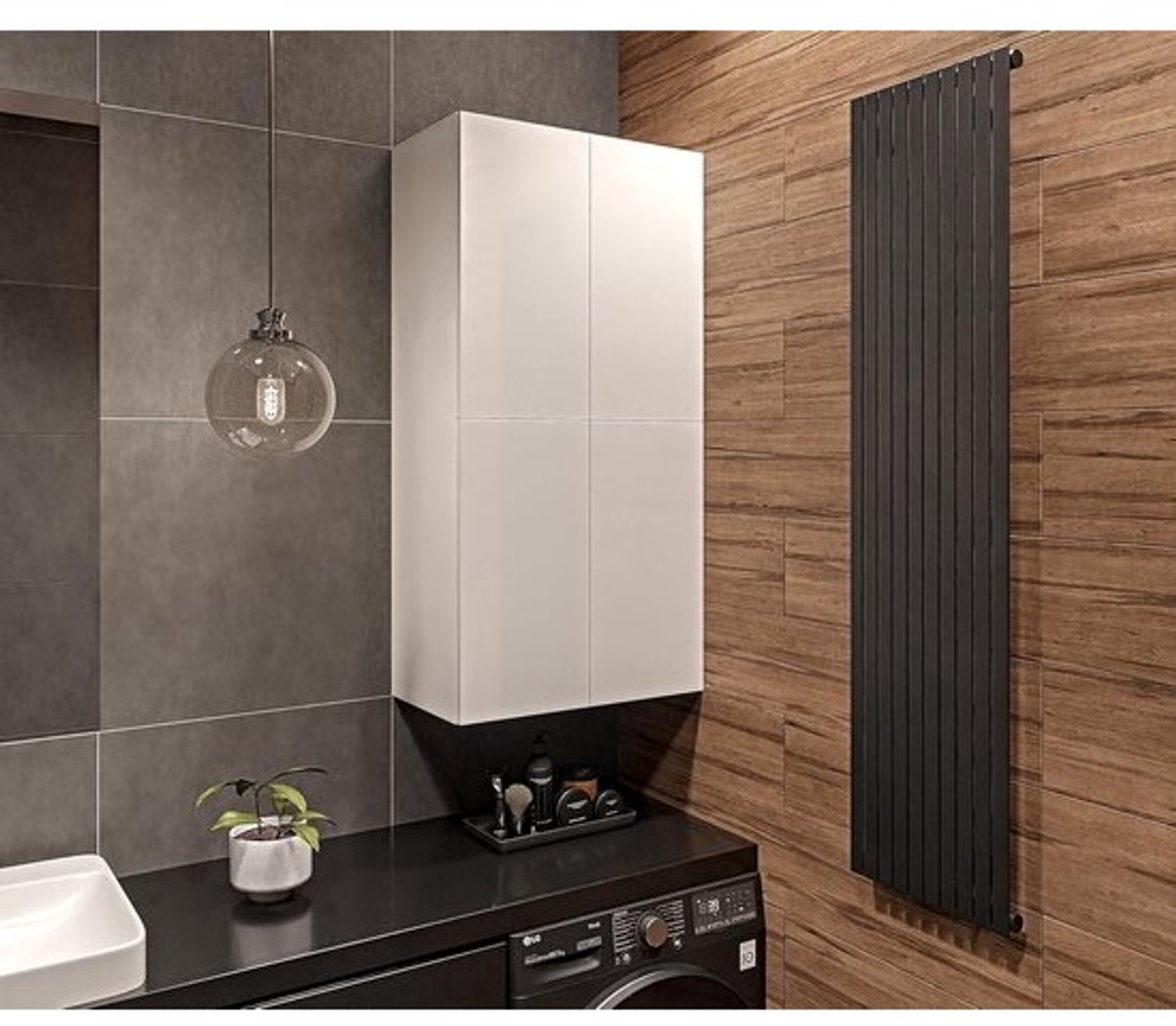 Wandkast voor Wasmachine 60x120x34 cm - Badkamerkast Hoogglans Wit met Matte Binnenkant