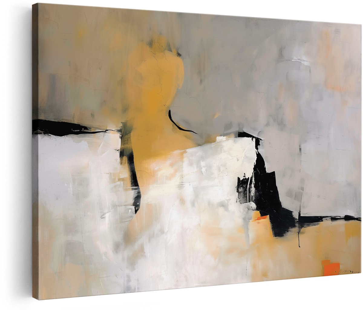 Artaza Canvas Schilderij Abstract Kunstwerk van een Vrouw in Zwart Wit - 150x100 cm - Groot - Wanddecoratie Woonkamer - Schilderijen - Muurdecoratie