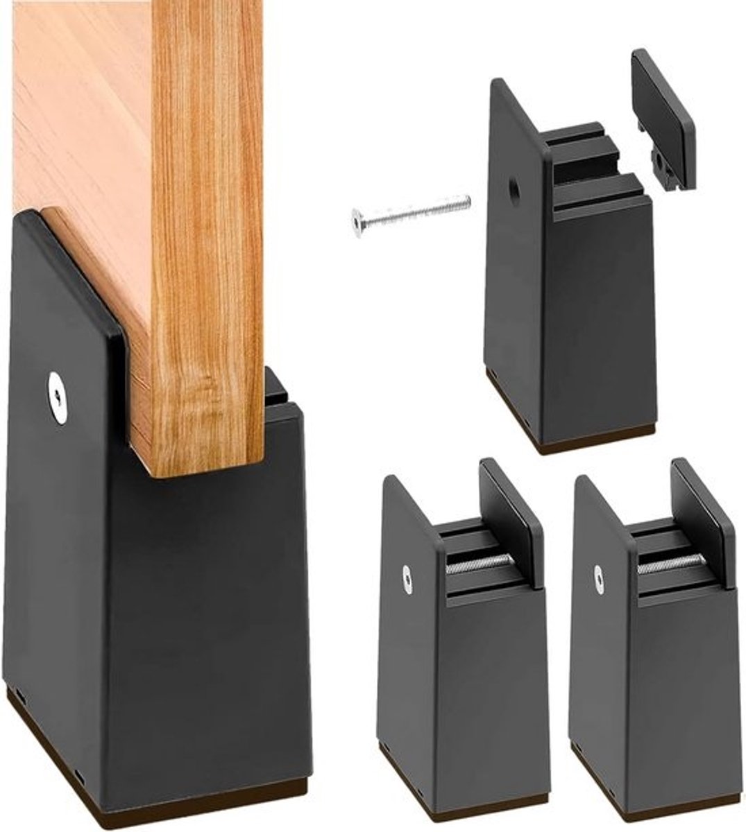 Meubelverhogers - Tafel en stoel - Meer ruimte creëren - Verstelbaar en stevig - 4 stuks 10 cm - Zwart