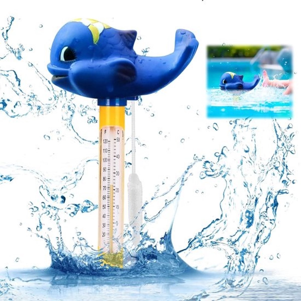 Zwemvijver en Zwembad Thermometer Drijvend met Snoer voor Binnen en Buiten