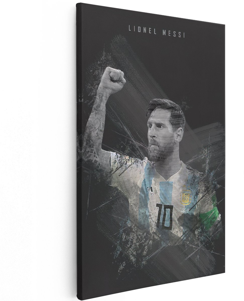 Artaza Canvas Schilderij Lionel Messi bij Argentinië - 120x180 cm - Groot - Muurdecoratie - Canvas Print
