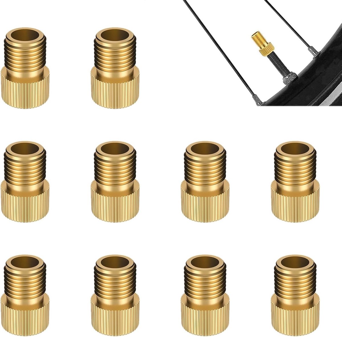 Fietsventieladapters - Goud - Voor Presta naar Schrader - Messing - Voor Fietsen en Mountainbikes