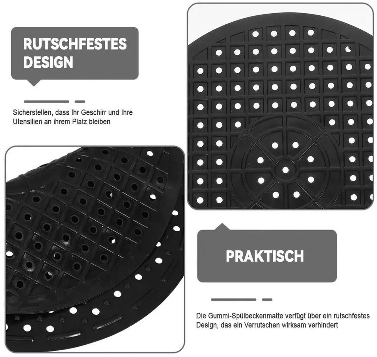Tweedelige flexibele afdruipmatset, Geschikt voor servies en fruit.