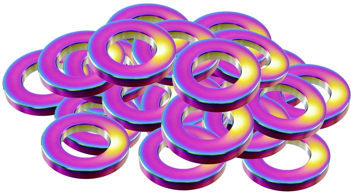 Titanium Onderlegring - Grade 5 Plat DIN125 Carrosseriering Dichtingsring - Voor Schroeven Moeren Draadstangen - M5, 25 stuks
