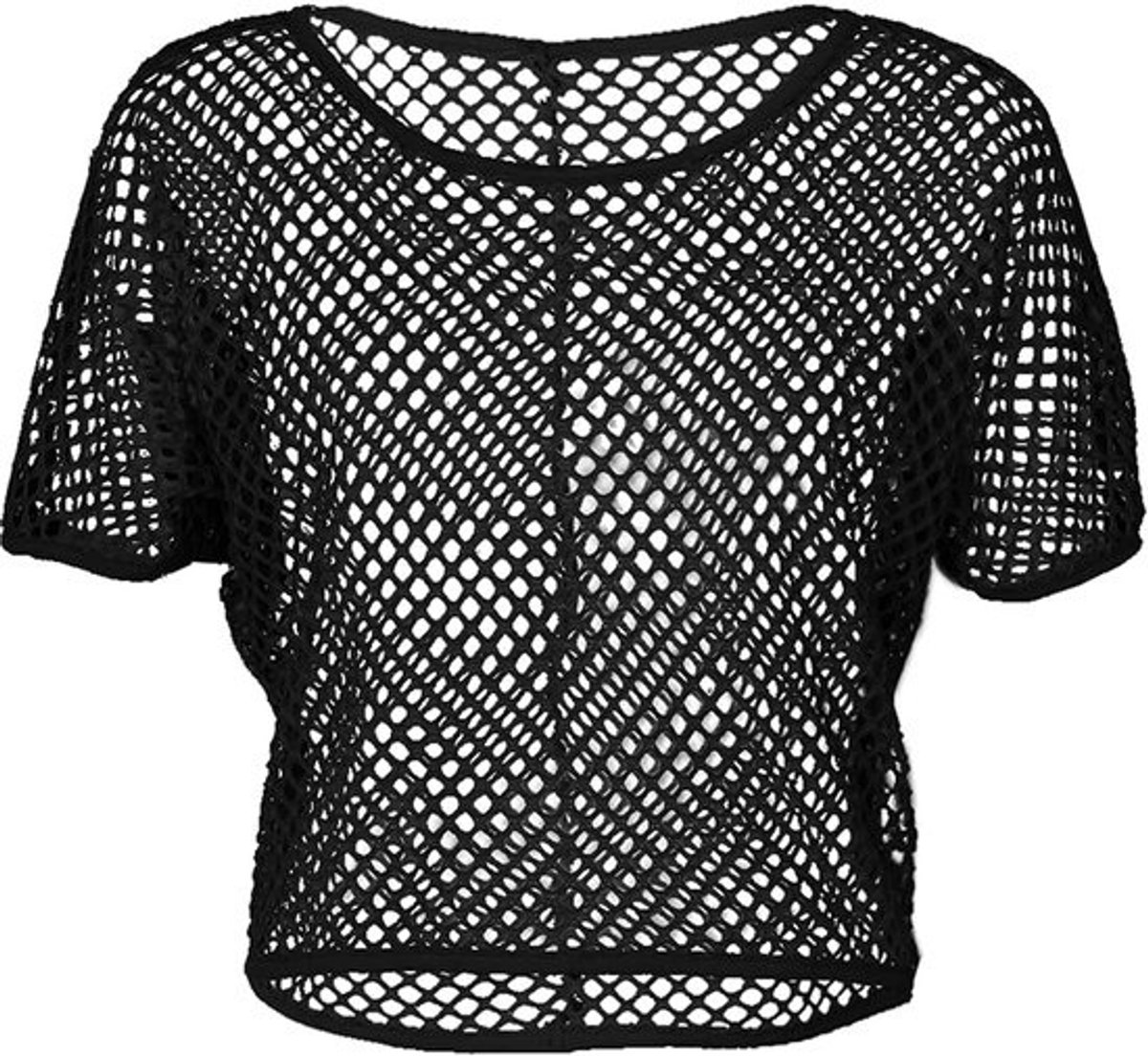 Vrouwen Casual Sexy 80s Kostuums met Visnet en Neon Crop Tops