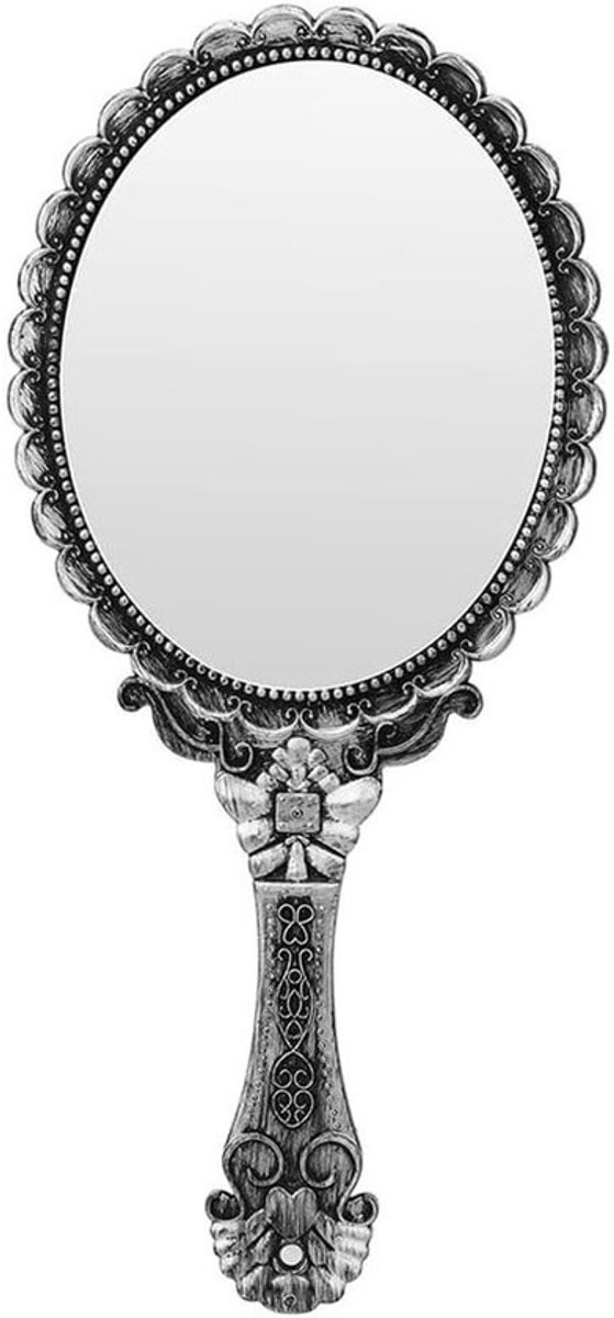 Vintage Handheld Spiegel - Makeup Spiegel - Oval - Gegraveerd Bloem - Vanity Spiegel - Antiek - Reizen - Persoonlijk - Cosmetisch