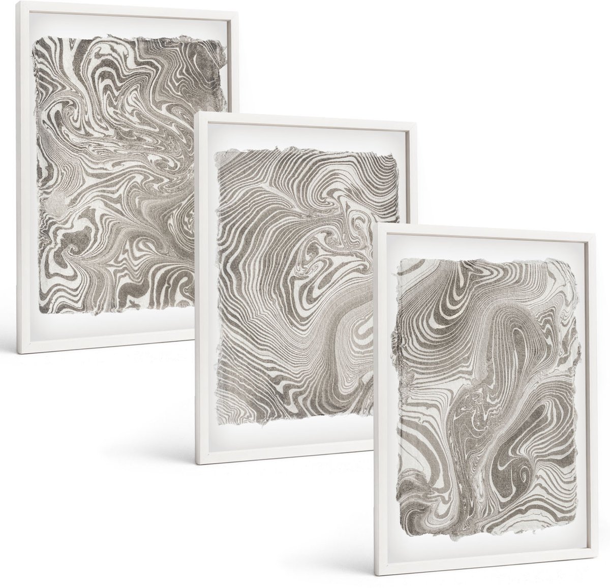 Wallfluent 3-Delige Schilderij Set - Abstracte Schilderkunst Met Moderne Vormen - 40 x 60 - Wanddecoratie - Moderne Interieurdecoratie - Muurdecoratie