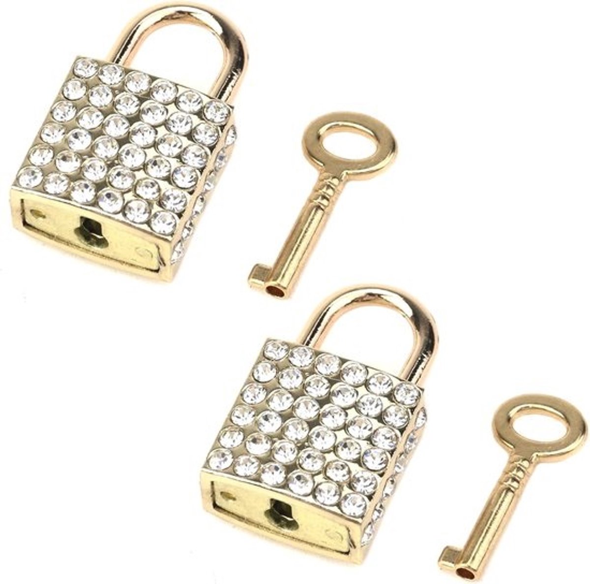 2x Decoratieve Kleine Vierkante Hangslotjes Goud Kleur Zinklegering voor Koffer of Sieradendoos