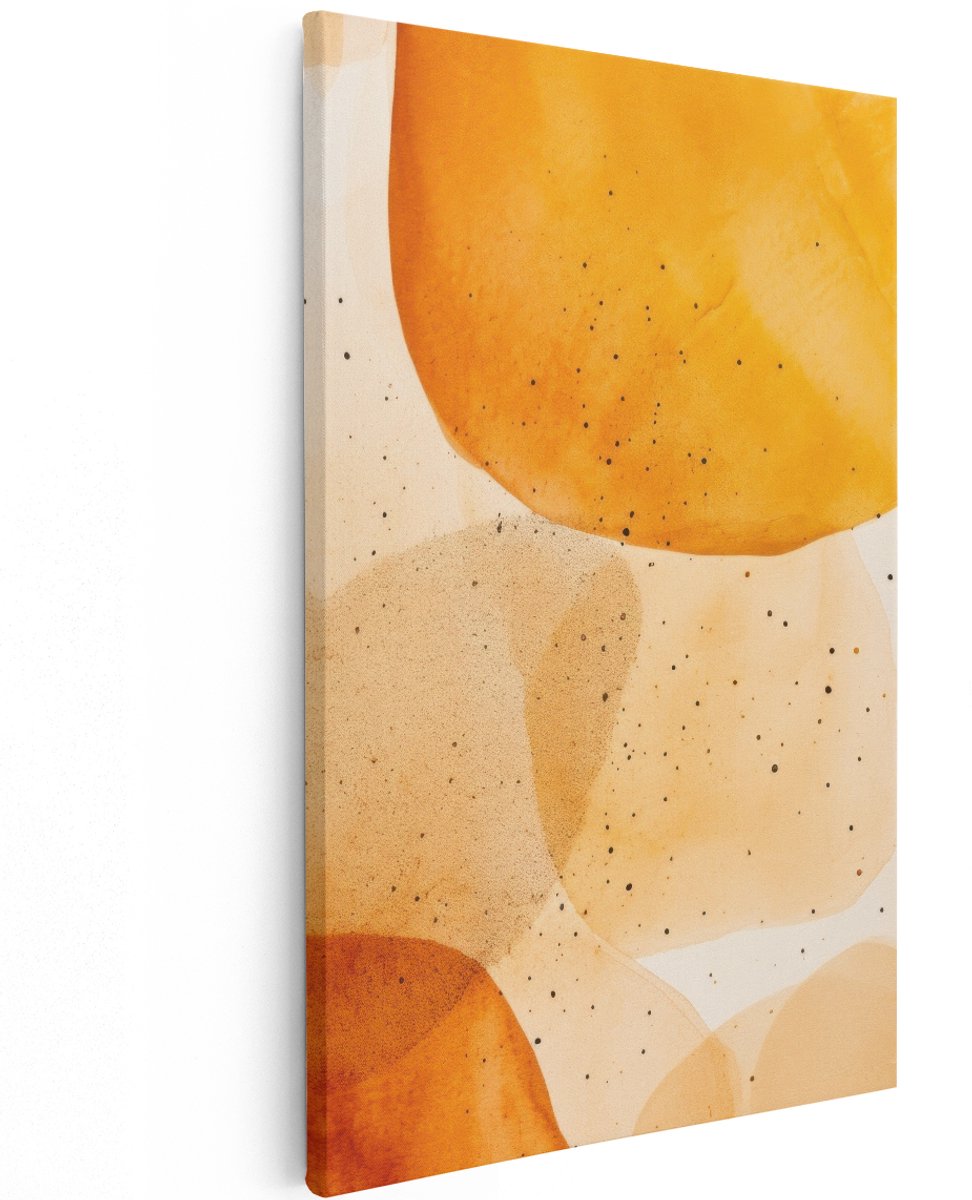 Artaza Canvas Schilderij Abstract - 120x180 cm - Groot - Wanddecoratie Boho - Muurdecoratie Aquarel Beige - Decoratie Woonkamer - Oranje