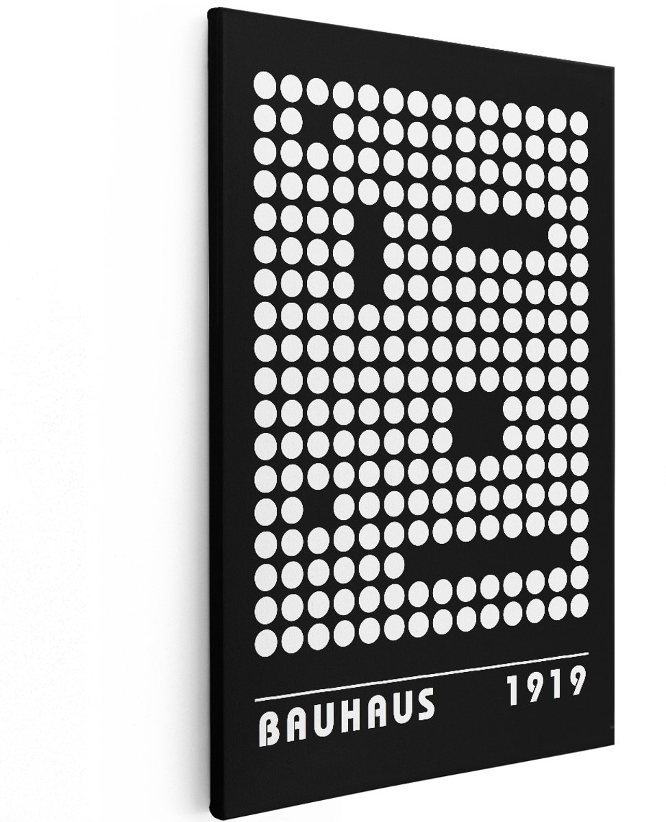 Artaza Canvas Schilderij Bauhaus 1919 - 120x180 cm - Groot - Wanddecoratie Abstract - Muurdecoratie Modern - Schilderijen Op Canvas Zwart Wit