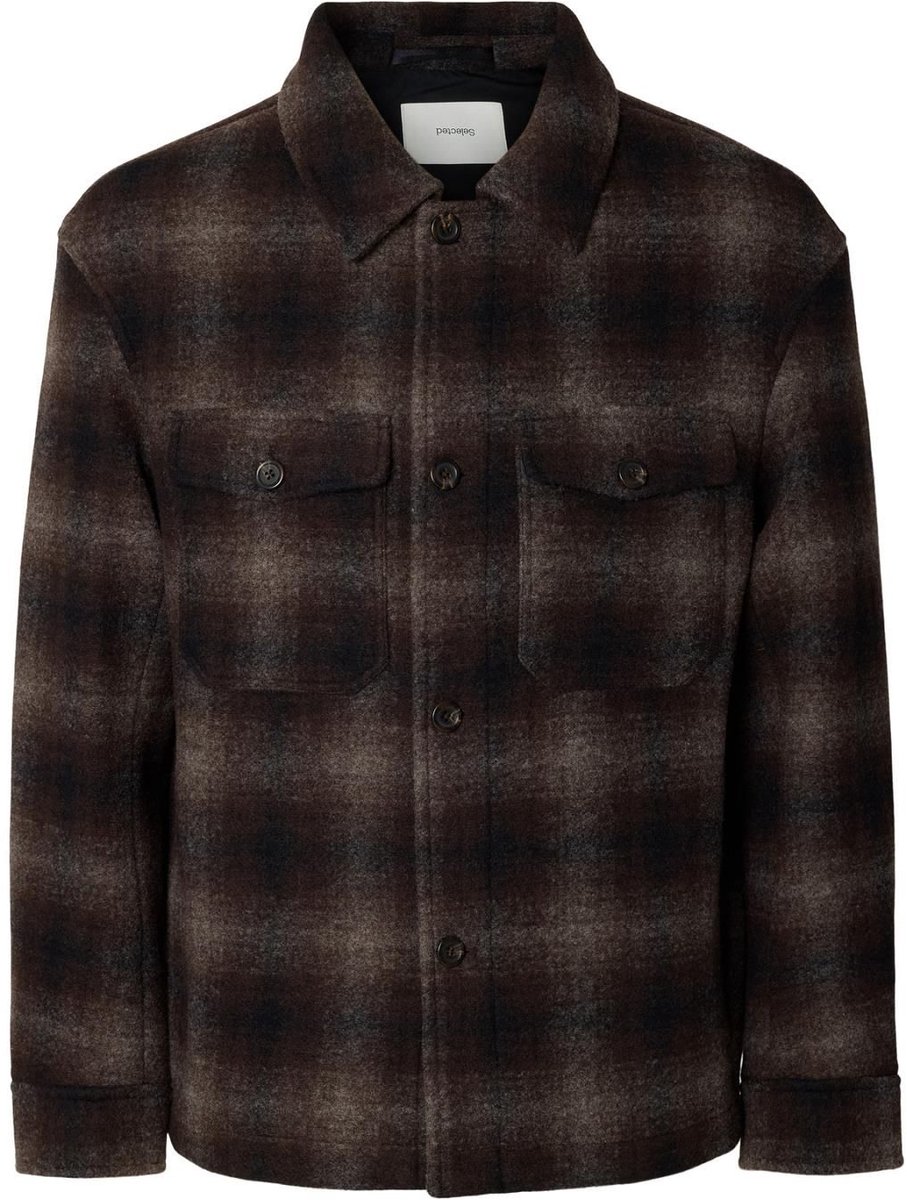 SLM Mitch Wool Blend Shacket Delicioso Bruin