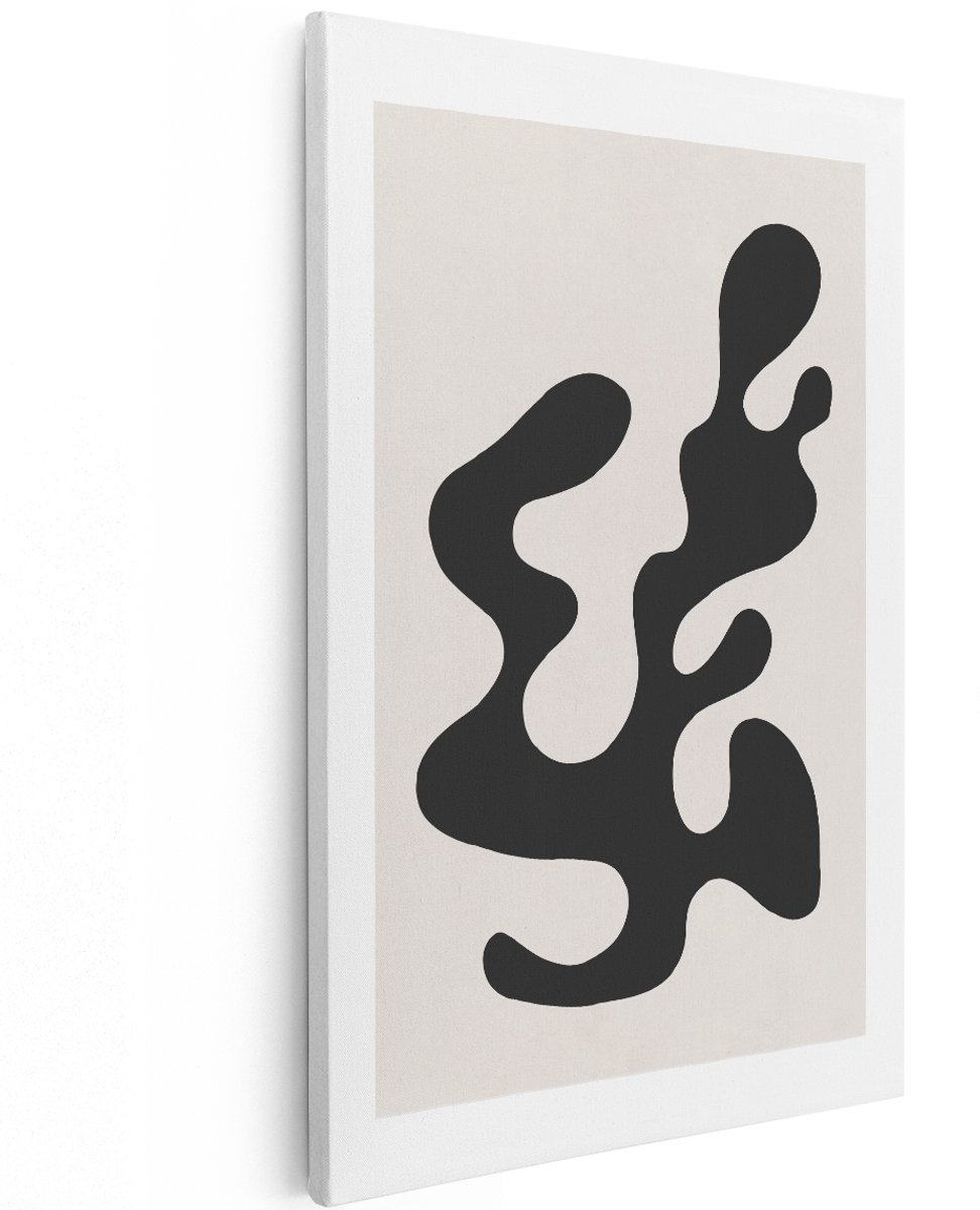 Artaza Canvas Schilderij Abstract - 120x180 cm - Groot - Wanddecoratie Japandi - Muurdecoratie Modern - Decoratie Zwart Wit - Woonkamer