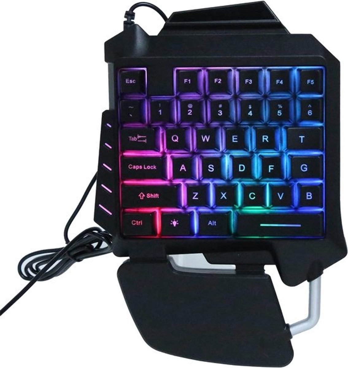 Eenhandig Gaming Toetsenbord USB-bedraad Ergonomisch LED-backlit 35-toetsen voor Desktop PC Gameconsole E-sports Gametoetsenbord