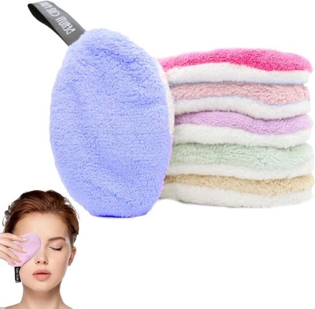 Set van 6 Herbruikbare Make-up Pads - Katoenen Reinigingsdoekjes voor Alle Huidtypes - Zachte Make-up Verwijdering en Reiniging in 6 Kleuren
