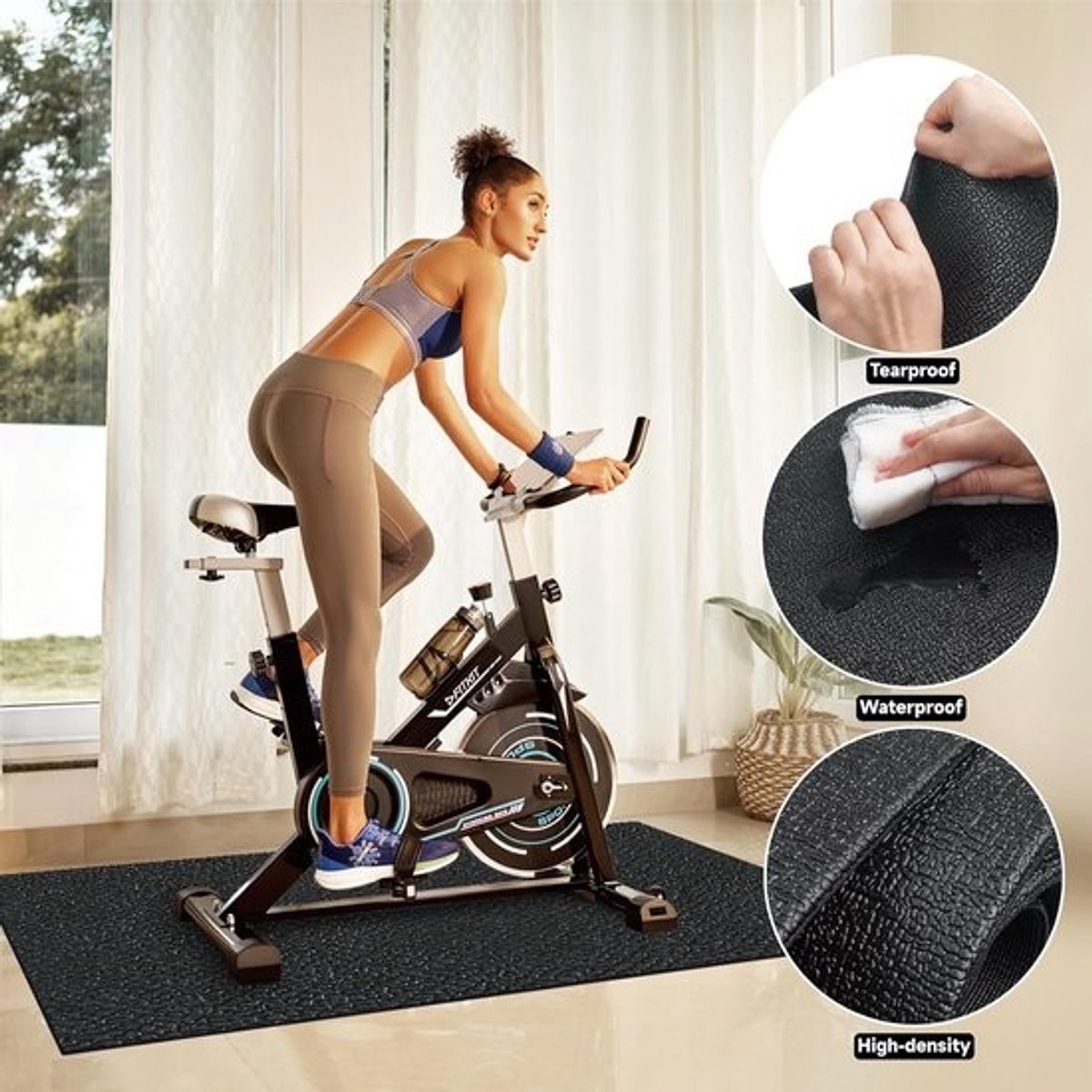 Grote Geluidsisolerende Trainingsmat voor Hometrainer, Spinbike en Yoga
