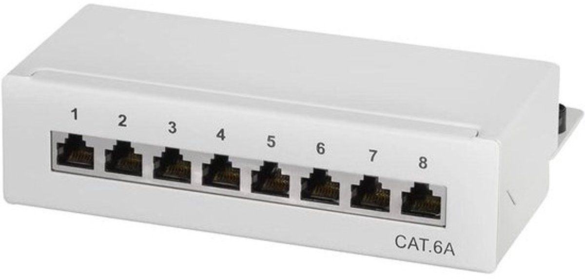 Professioneel Cat.6A 8-poorts patchpaneel - STP afgeschermd verdelerveld voor tafel, wand of desktop