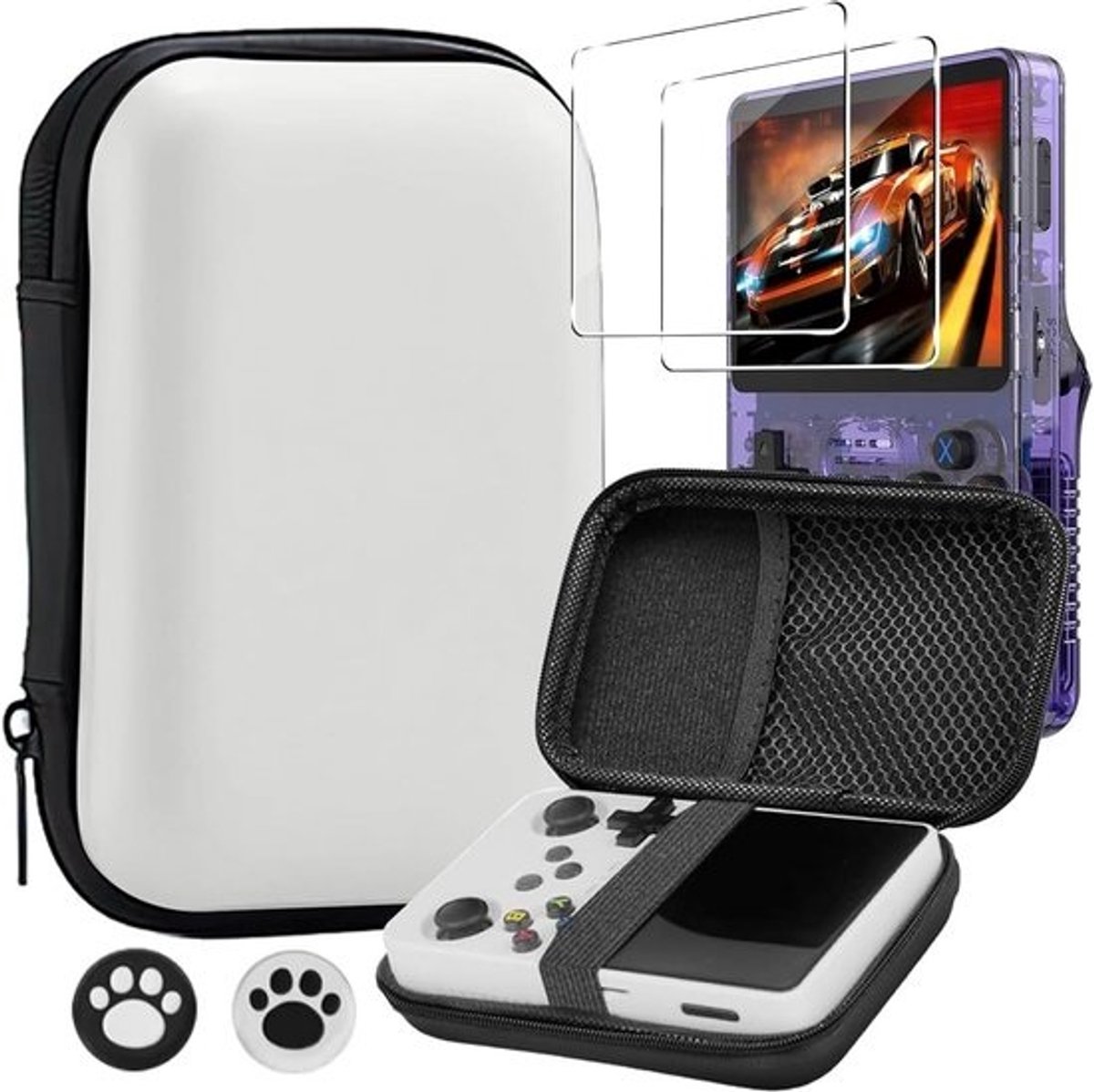 Reis Draagtas voor Handheld Gameconsole R36s/R35S met Gehard Glas & Duimgrepen