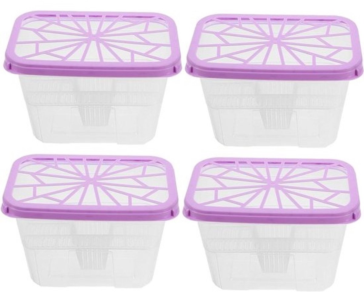 Vochtabsorber Dozen - Lege Containers - Vocht Reguleren - Herbruikbaar Ontwerp - 15 x 10 x 9.5 cm - Violet