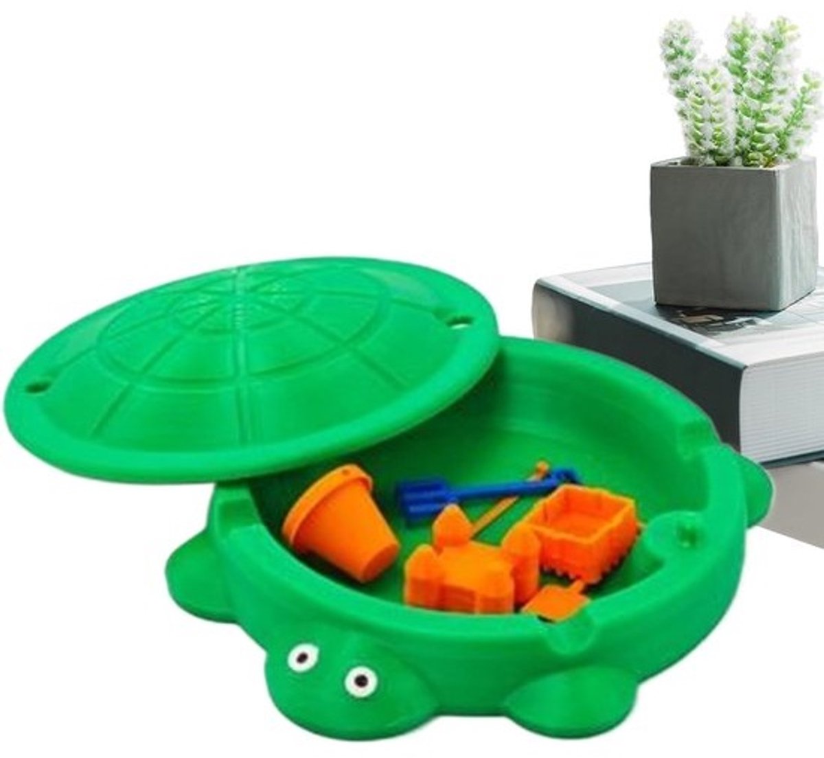 Schildpad Zandbak - Zand Speelgoed Set - Binnen en Buiten - Praktisch Deksel - 13 x 12.5 cm