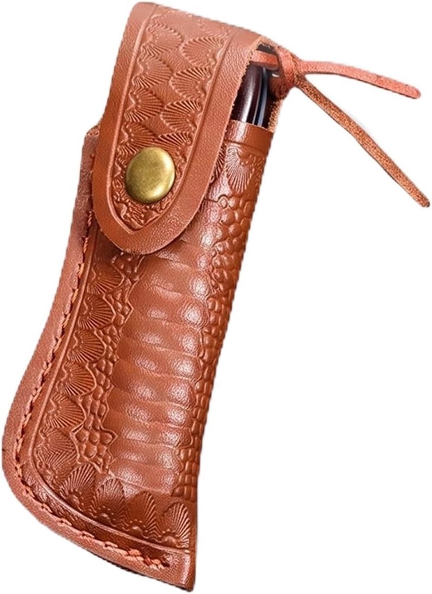 Robuuste leren etui voor zakmes met riemlus, ideaal voor outdoor, dagelijks gebruik en bescherming van messen, zwart