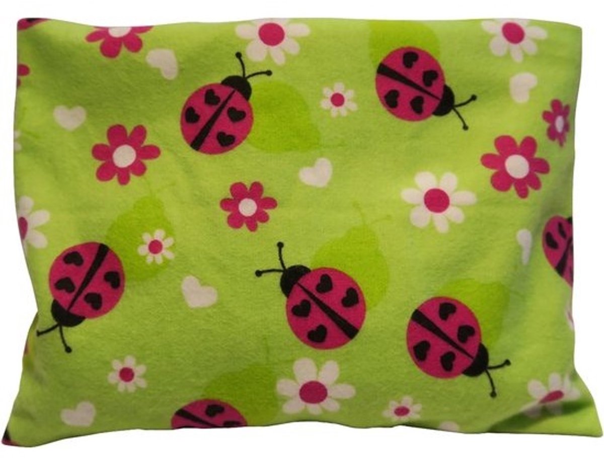 Warmtekussen Met Vulling - Kersenpit Kussen - Ontspanning en Comfort - Handgemaakt En Zacht - 20x16 Cm - Ladybug Groen