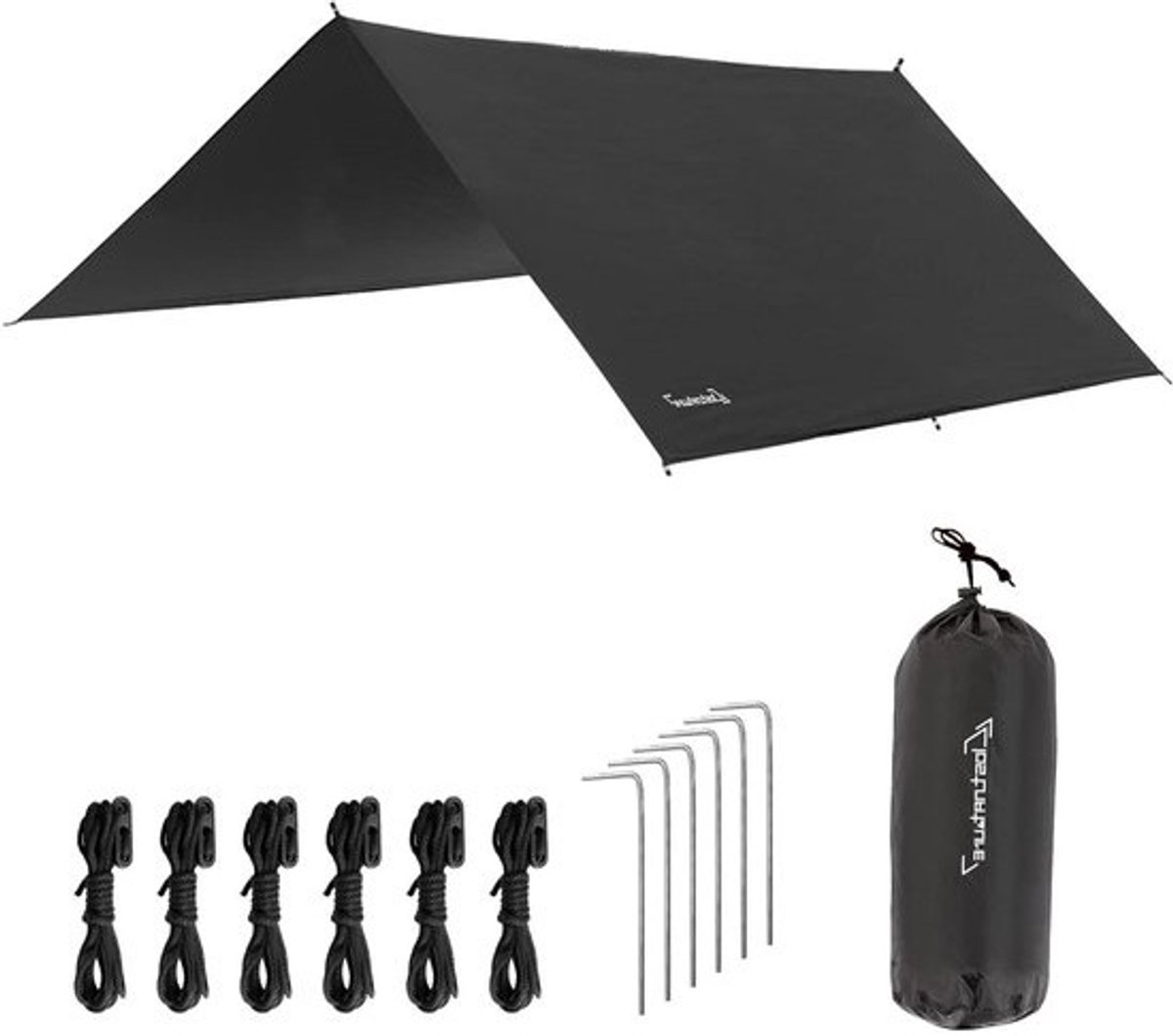 Waterdicht Tarp - Campingzeil Regenzeil - Buiten Beschutting - Robuust Lichtgewicht - 305 x 293 cm - Zwart