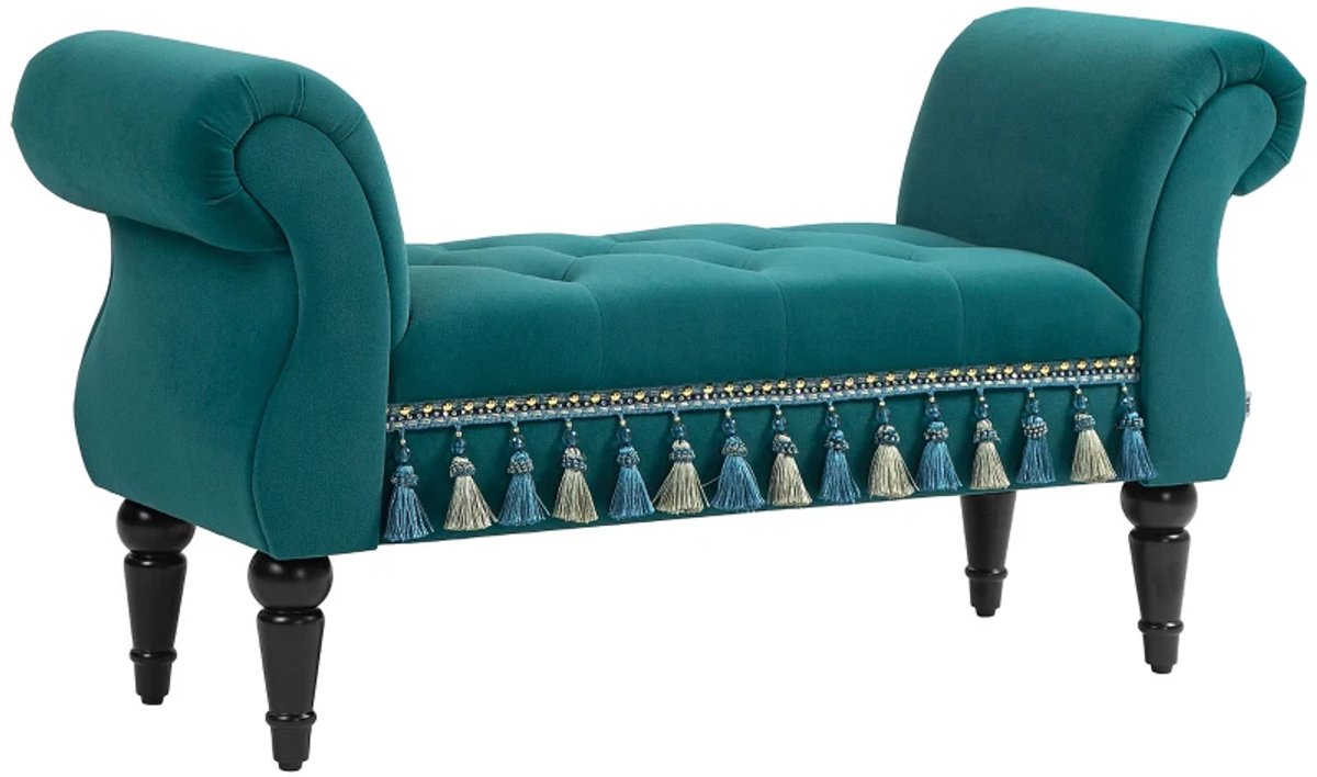 Bankje - Gestoffeerde Bank - Vintage Design - Draagvermogen Tot 150 kg - 117 x 40 x 58 cm - Groen