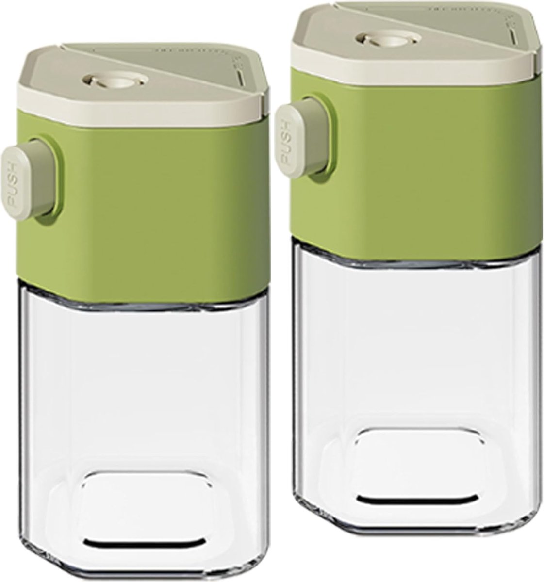 Kruidenpot - Peperstrooier - Peper en zout strooier - Zoutvaatje - Perstype - Glazen Kruidenpot met Dubbele Uitloop - 200 ml - Voor Zout, Peper, Suiker en Kruiden - 2stuks - Groente - 6x12.4cm