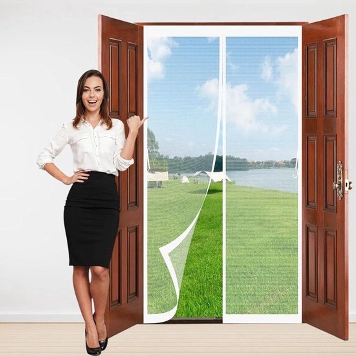 Magnetisch Hor - Vliegengordijn Raam - Insecten Buiten Houden - Zonder Boren te Monteren - 60 x 212 cm - Wit