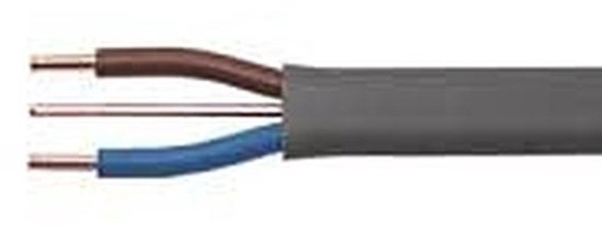 Twin en Aarde Kabel - Installatiekabel Stroomkabel - Elektrische Installaties - Flexibel PVC Materiaal - 5 Meter 6mm - Grijs