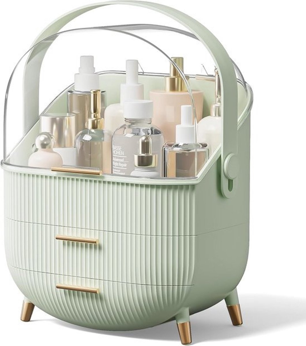 Grote Make-up Organizer met Transparant Deksel en 2 Lades - Stof- en Waterdicht