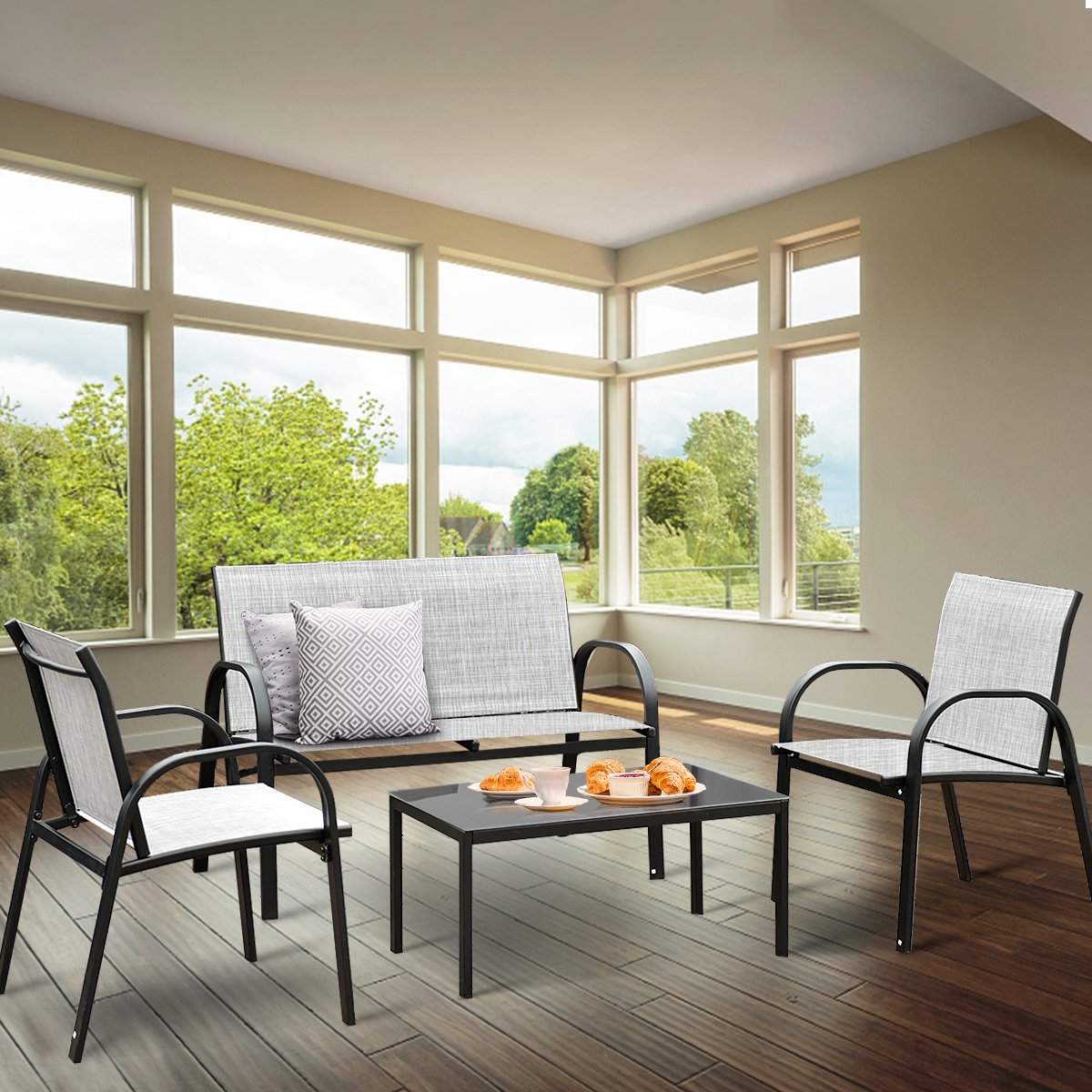 SureDeal® - Tuinmeubel - Delige Terrasmeubelset Balkonterrasset - 62x58x80 cm - Grijs