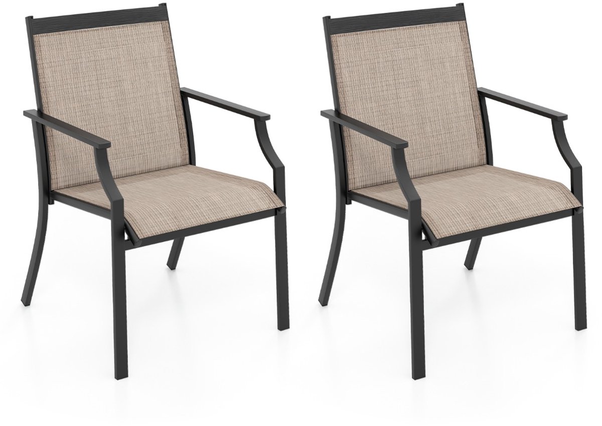 SureDeal® - Eettafel - Delige Terrasstoelen Buitenstoelen - Ademende Zitting Ergonomische - Armleuningen Stoelen - 66x61x90 cm - Blauw