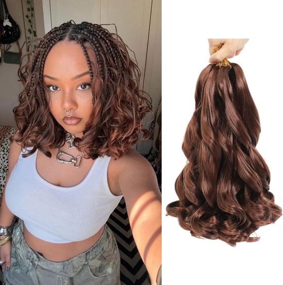 Synthetische Krullende Haarextensies 33# 30,5cm voor Vlechten en Box Braids