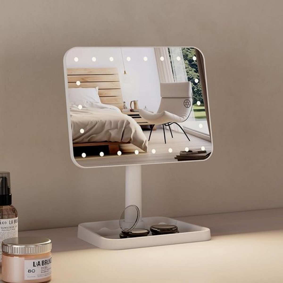 Draadloze Make-up Spiegel met 22 LED's en Oplaadbare Batterij