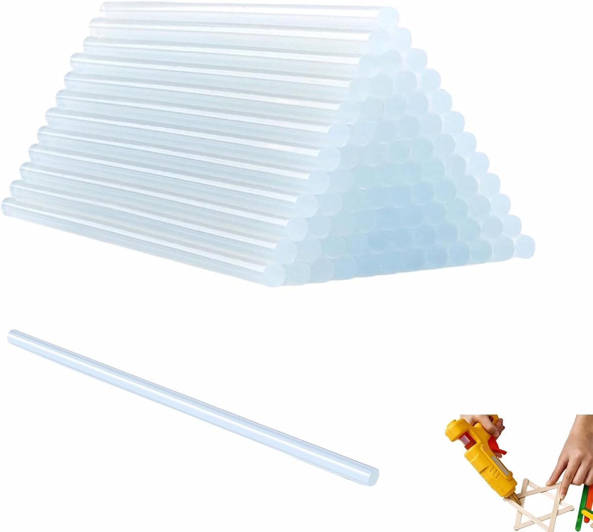 Set van 55 Transparante Lijmpatronen 7 x 200 mm voor Sneldrogende Lijmpistolen, Ideaal voor Creatieve Klussen en Handwerk