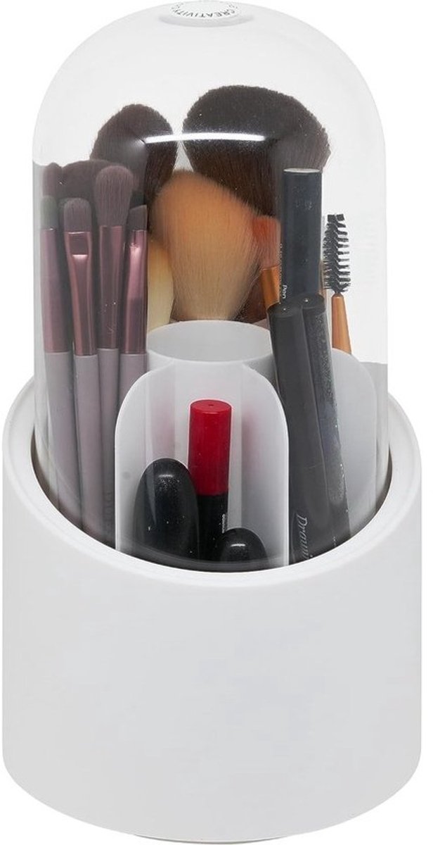 Make-up Organizer - Borstelhouder Deksel - Schoonheidstool Opbergen - 360 Graden Rotatie - Wit