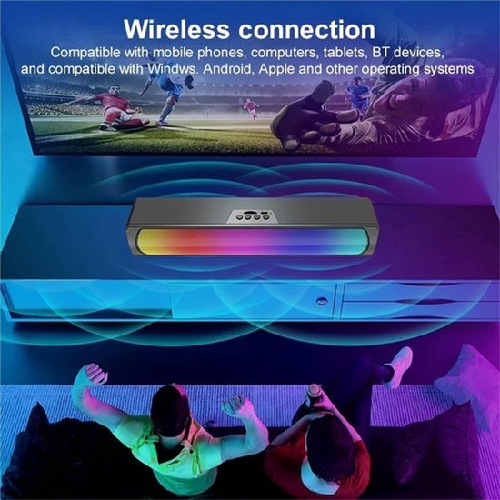 Computerluidspreker - Soundbar PC Luidspreker - Gaming en Film - RGB Verlichting Bluetooth 5.0 - 28cm Breed — afbeelding 2