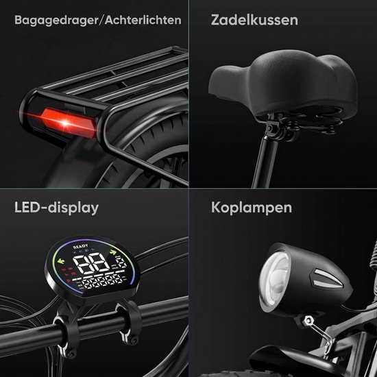 T5 opvouwbare e-bike 20" x 4" fat-banden, 48V 13Ah 80 Nm-motor — afbeelding 2