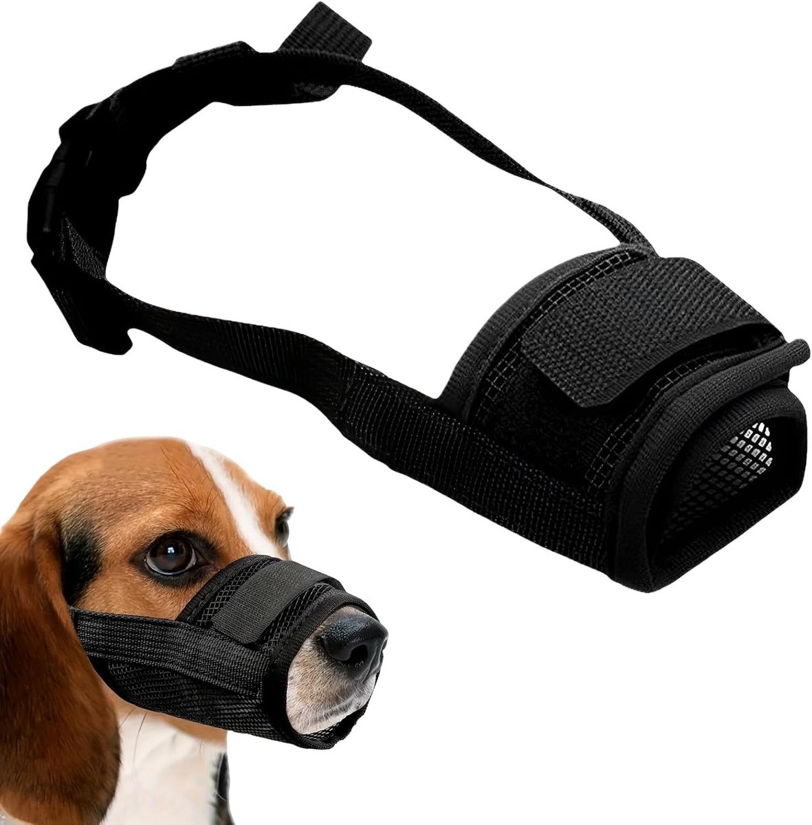 Zachte en ademende muilkorf voor kleine honden, verstelbaar en veilig, voorkomt bijten en inslikken, maat S voor puppy's en kleine huisdieren