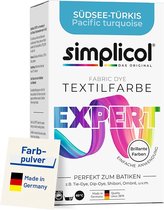 Simplicol Textielverf Expert Pacific Turquoise – Turquoise Kledingverf – Voor Katoen, Linnen & Viscose – Geschikt voor Batik, Tie-Dye & Dip-Dye – Wasmachine tot 60°C