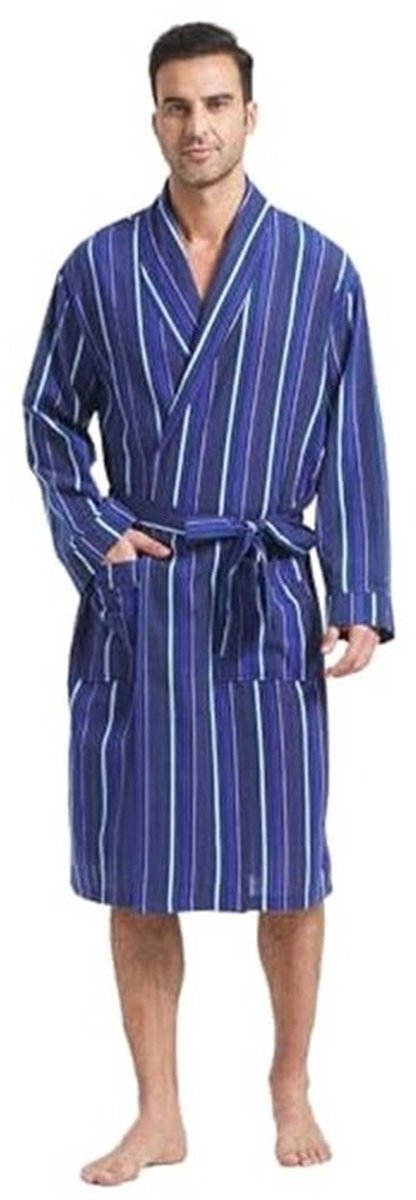 Heren Lichtgewicht Badjas met Buffalo Plaid Design - Comfortabele Katoenen Kimono Nachtkleding