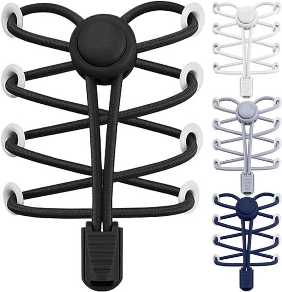 4 Paar Elastische Schoenbanden zonder Strikken - 100 cm Snel Losmaken - Rubber Veters voor Sport, Kinderen en Ouderen