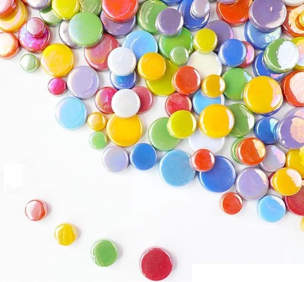 Ronde Glazen Mozaïek Steentjes Mix 0,5 kg - Iridescent voor Knutselen, Decoratie & DIY Projecten