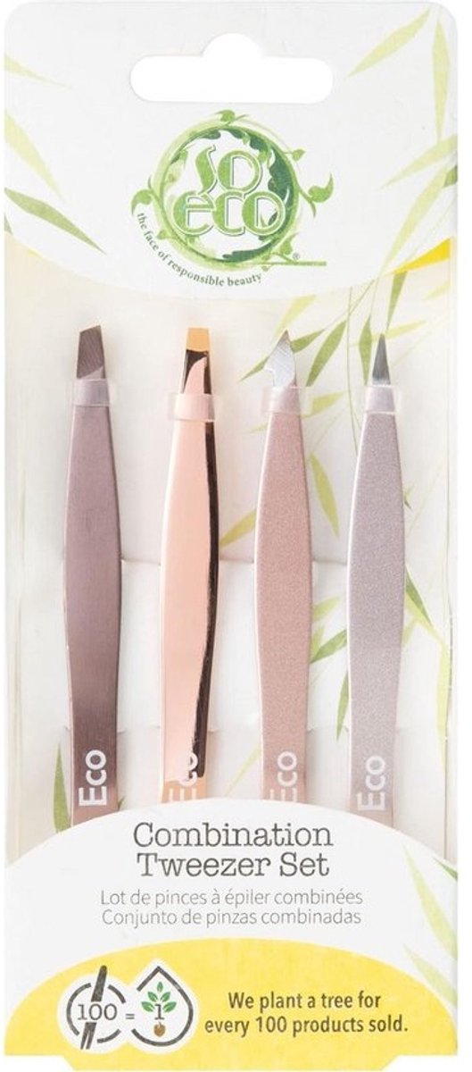 Luxe Roze Gouden Pincet Set (4-delig) - Precisie voor Wenkbrauwen en Beauty