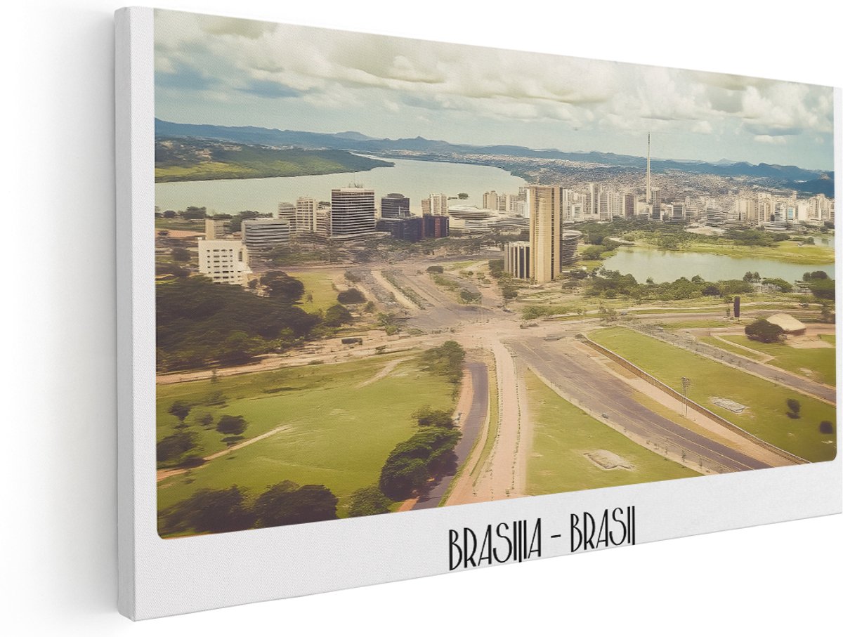 Artaza Canvas Schilderij Stad Brasilia - 180x90 cm - Groot - Wanddecoratie Skyline - Muurdecoratie Woonkamer - Kamer Accessoires Landschap