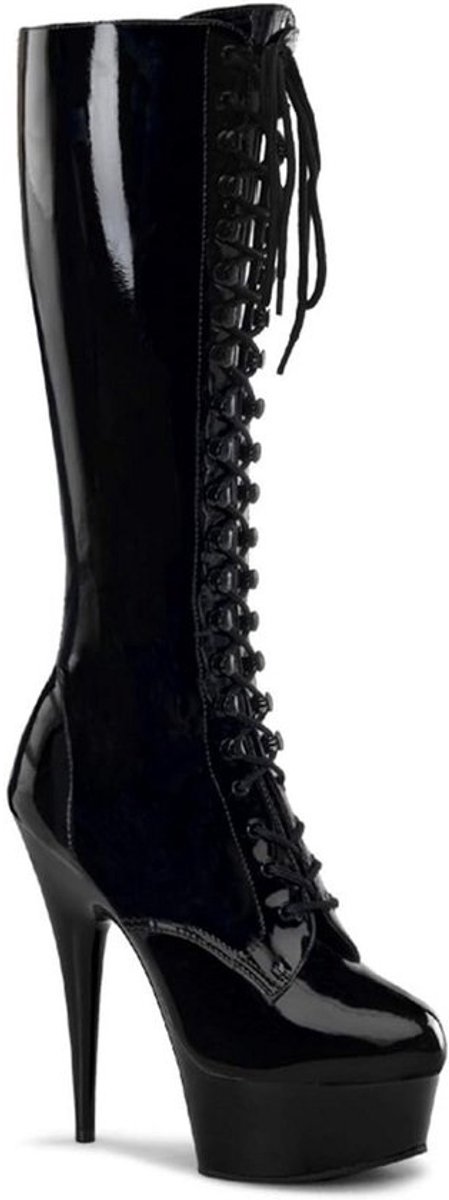 Dames Hoge Hak Plateau Pumps met Dijhoogte en Vetersluiting