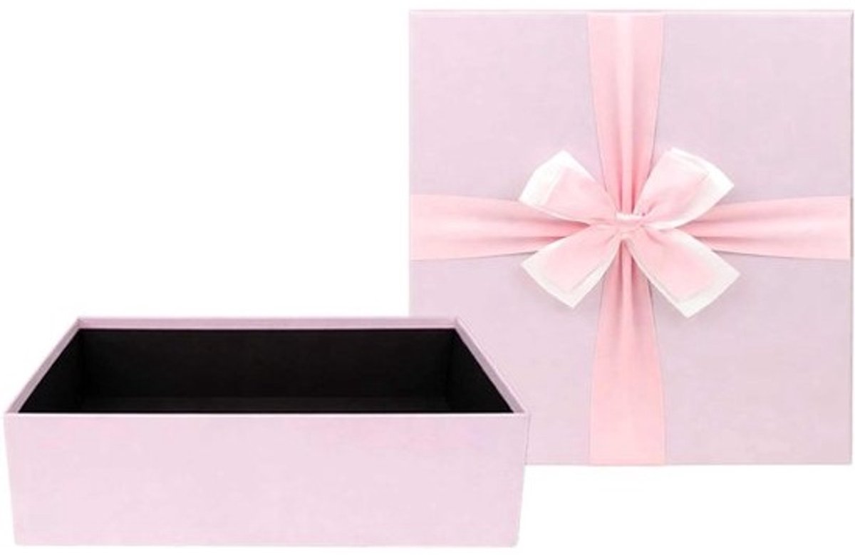 Cadeaudoos met lint - Geschenkverpakking Luxe - Cadeaus Presenteren - Stijve kartonnen constructie - 20 x 20 x 8 cm