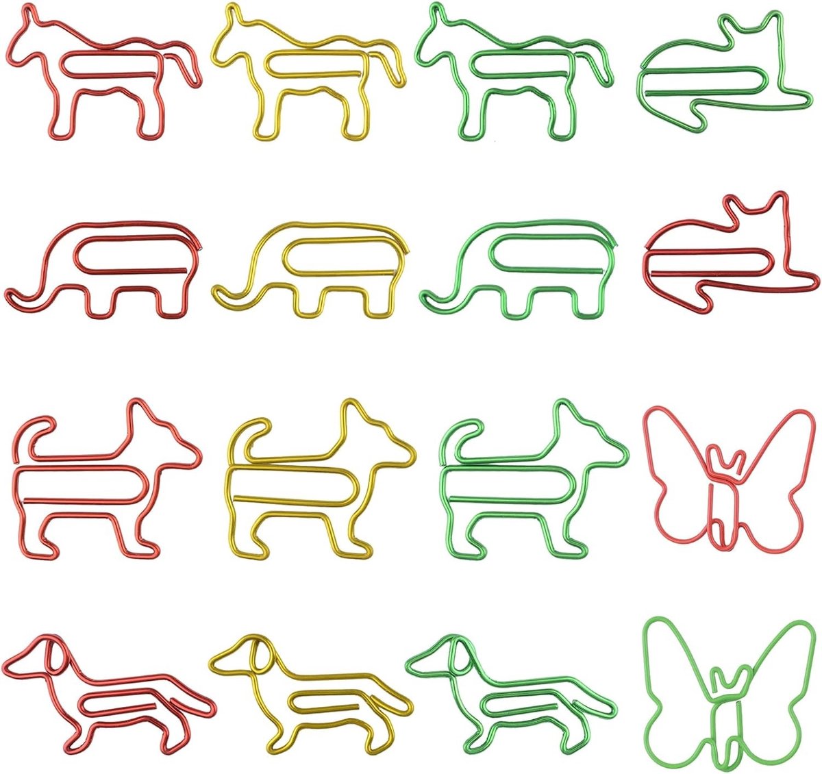 Dierlijke vorm paperclips, 128 stuks voor kantoor, school en creatief gebruik - vlinder, kat, hond, olifant, pony en teckel ontwerpen voor bladwijzers en organisatie